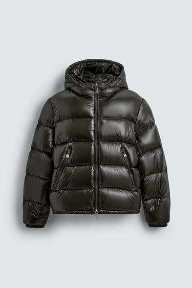 Zara 100% FEATHER WATER REPELLENT PUFFER JACKET - Dark khaki