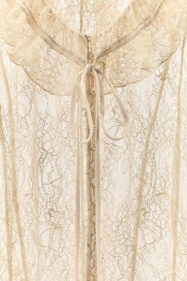 LACE BUTTON SHIRT ZW COLLECTION LIMITED EDITION - Ecru by Zara - Image 3