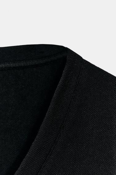 CONTRAST T-SHIRT WITH LACE - Black by Zara