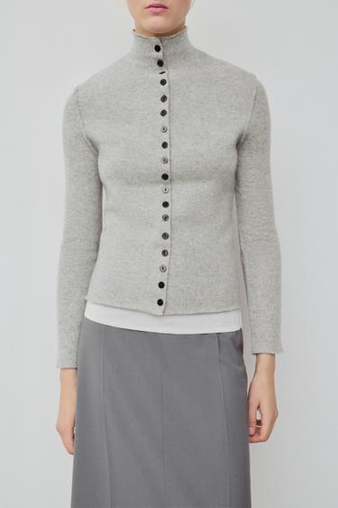 CHAQUETA 100% LANA CUELLO PERKINS - Gris de Zara - Imagen 0