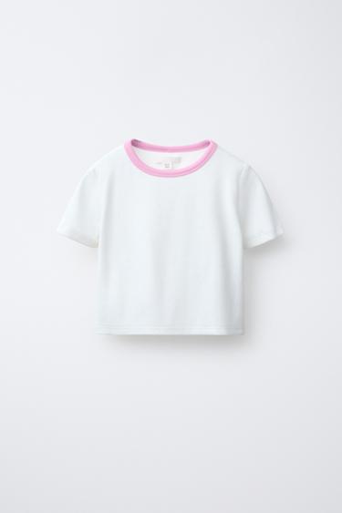 PACK CHEMISE À RAYURES AVEC T-SHIRT EN CÔTELÉ À COL CONTRASTE - Rose de Zara - Image 3