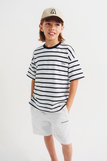 JERSEY-BERMUDASHORTS MIT RELIEF-SCHRIFTZUG - Grau meliert von Zara - Bild 0