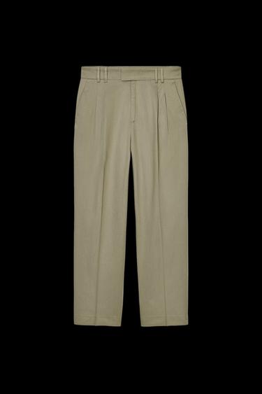 Zara PLEATED PANTS ZW COLLECTION - Khaki - Image 0