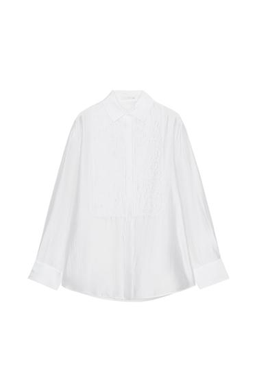 ZW COLLECTION EMBROIDERED FLOWING SHIRT - White by Zara