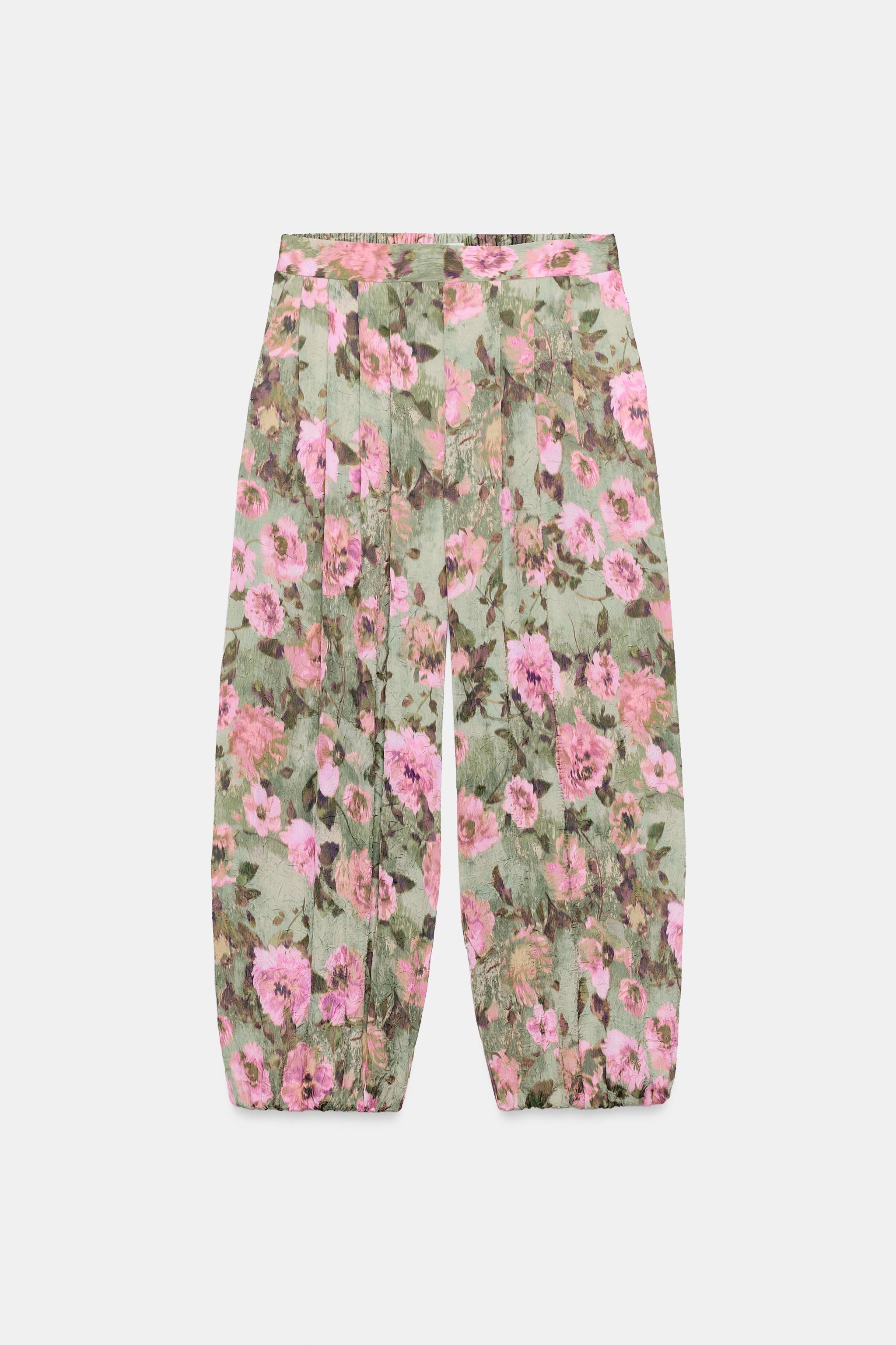Женские брюки Zara FLORAL PRINT BALLOON TROUSERS — фото 6