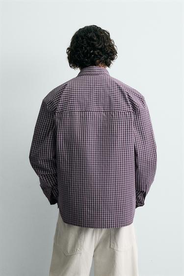 RELAXED FIT CHECK SHIRT - Burgundy by Zara - Image 2