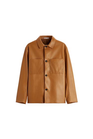 FAUX LEATHER OVERSHIRT