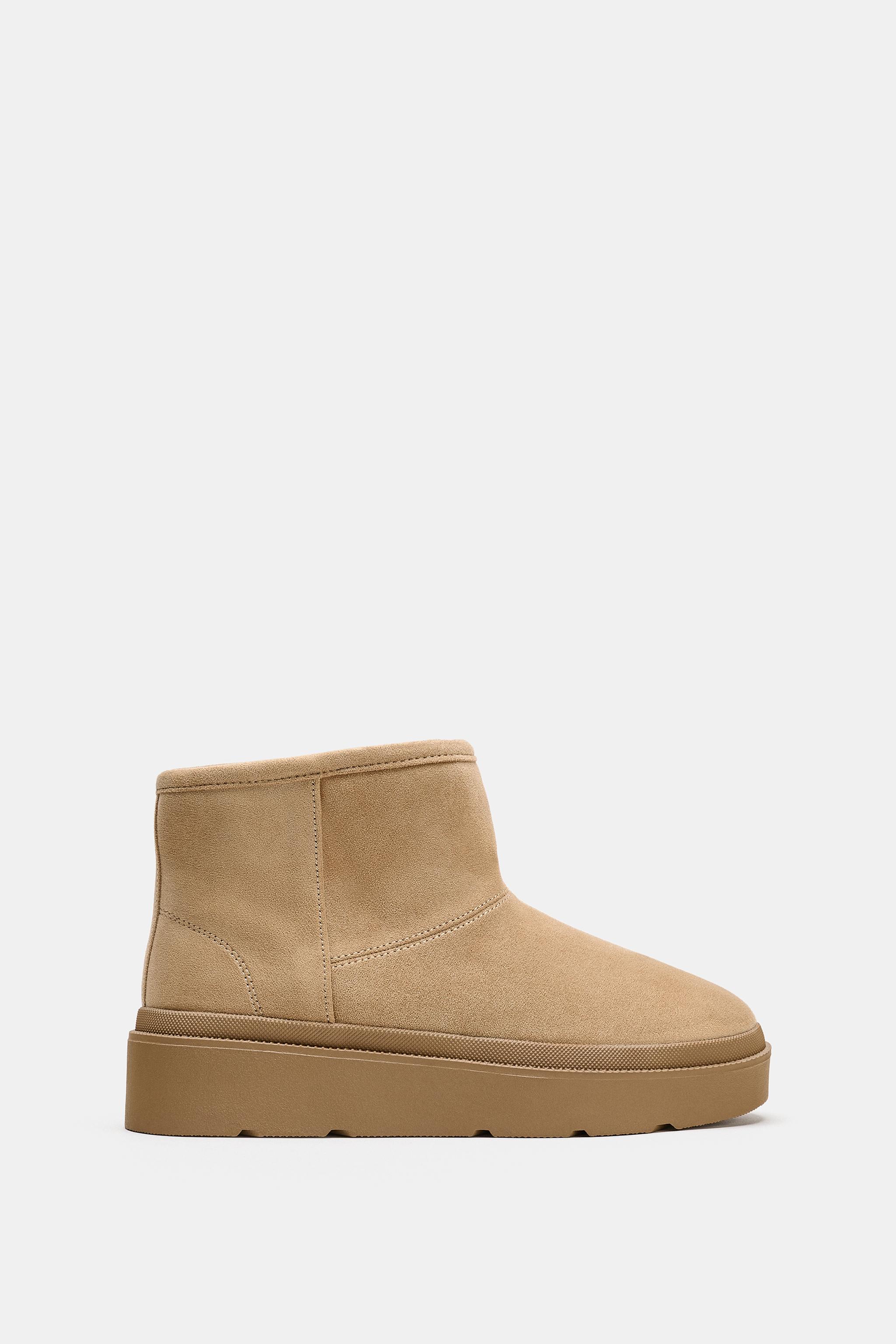 FAUX SHEARLING LINED ANKLE BOOTS