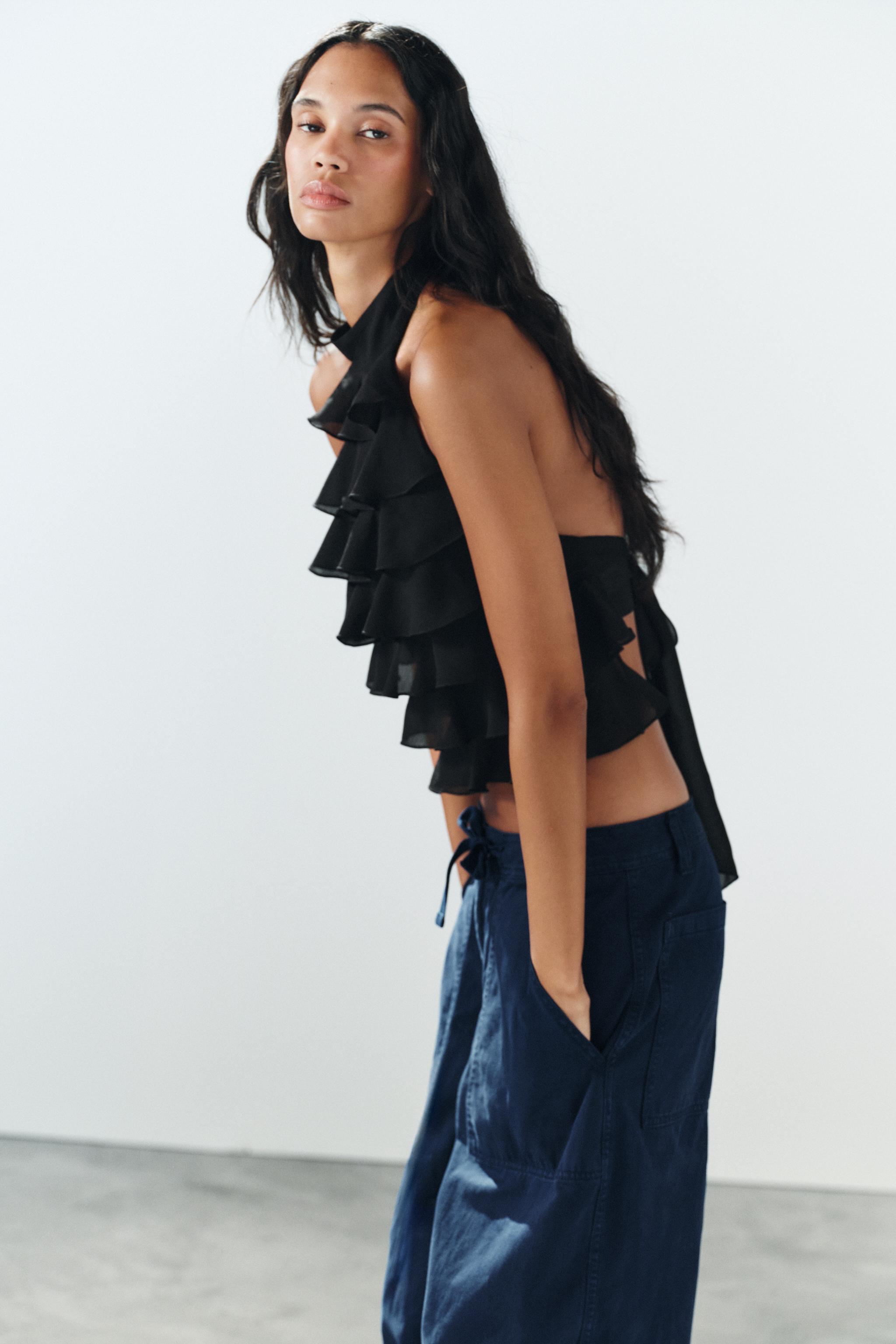 Zara Georgette Halter Top görsel 3