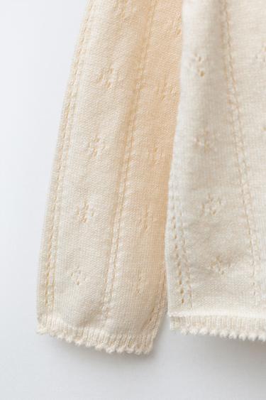 GILET EN MAILLE AJOURÉE ET BRODÉE - Écru de Zara - Image 3