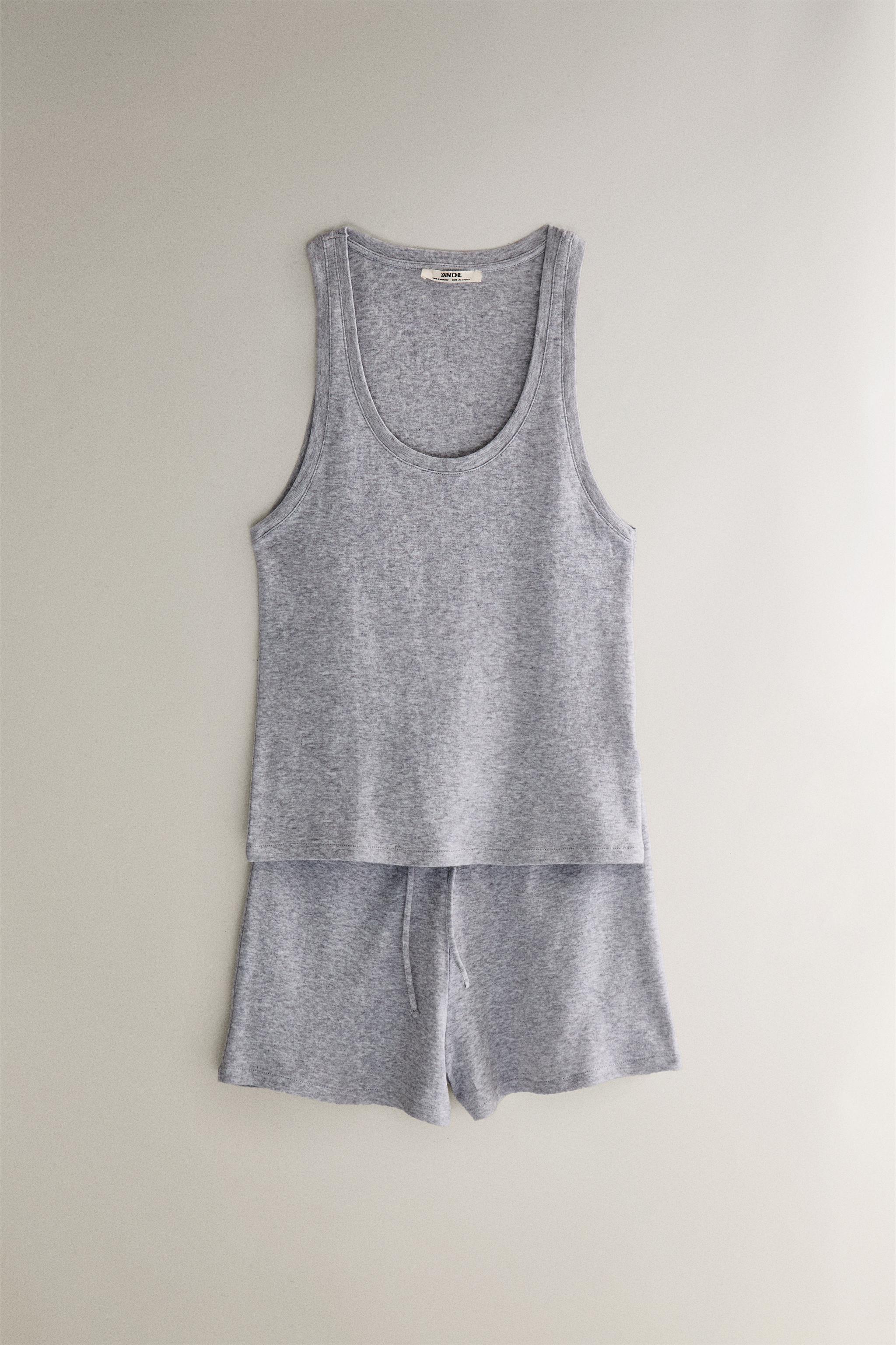 RIBBED COTTON TOP - Gray | ZARA United States