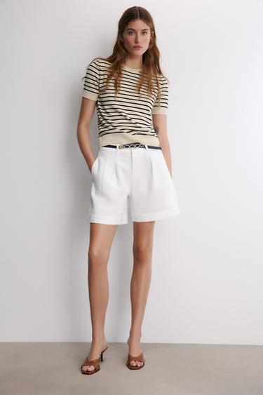 Z1975 DENIM SHORTS WITH DARTS AND BELT - White by Zara