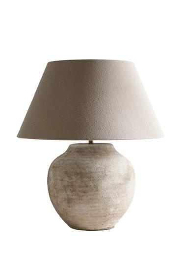 LARGE AGED CERAMIC TABLE LAMP - Grey by Zara