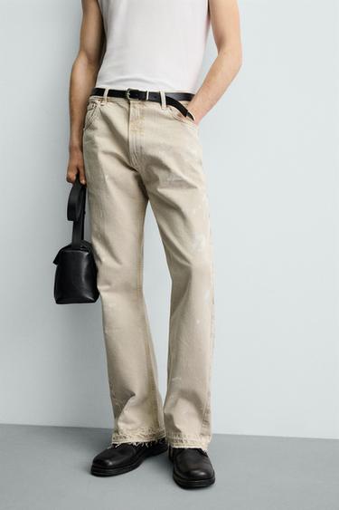 JEAN FLARE EFFET ÉCLABOUSSURES - Marron clair de Zara - Image 5