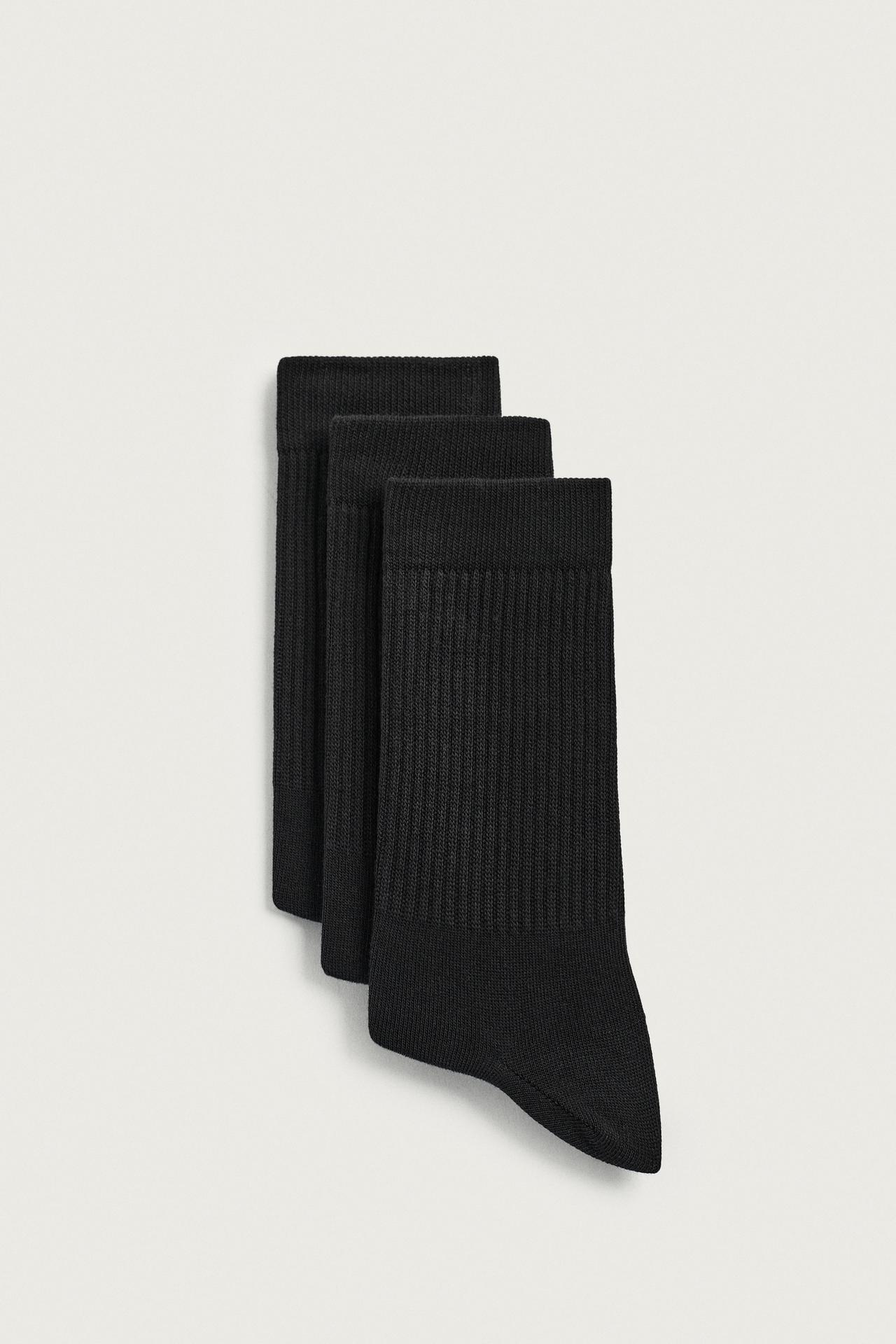 BASIC RIB SOCKS PACK 3 — Black