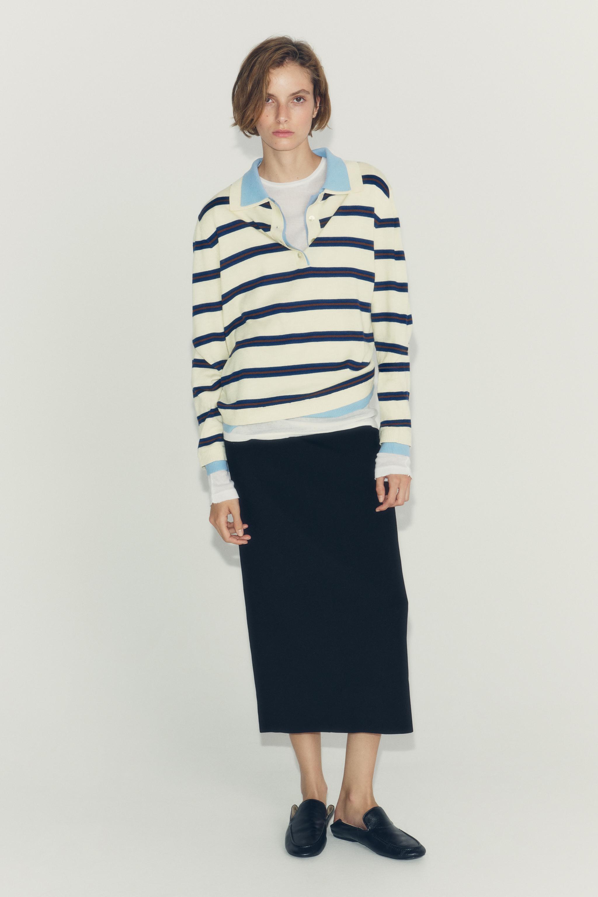 Zara STRIPED COLORBLOCK KNIT POLO — фото 7