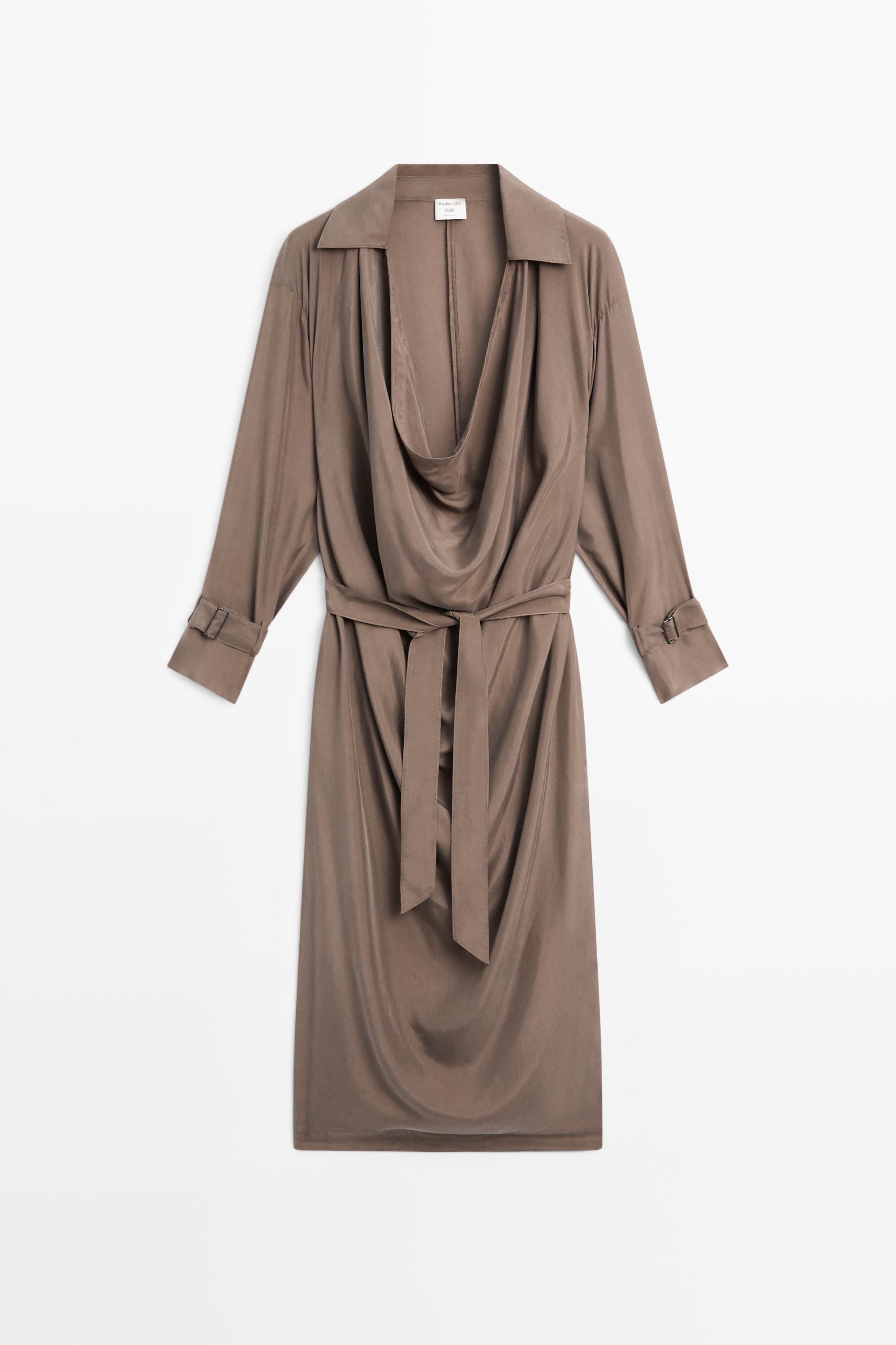 Draped neckline trench dress - STUDIO