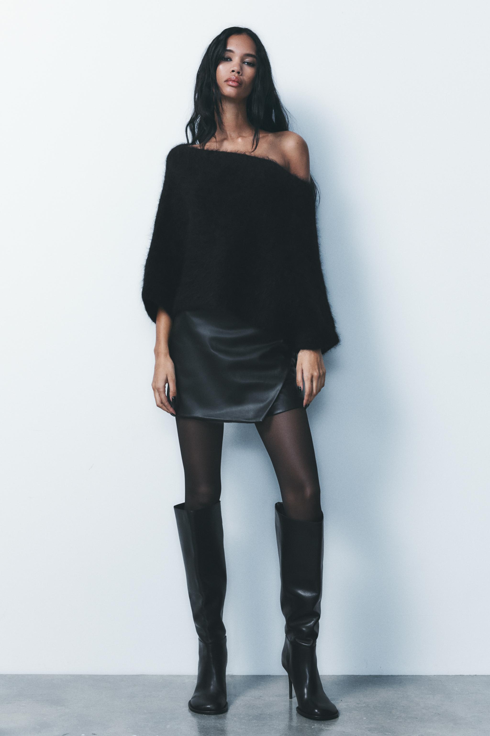 Efecto Piel Faldas Del Bershka Falda Negro Efecto Piel T S β Hibuy