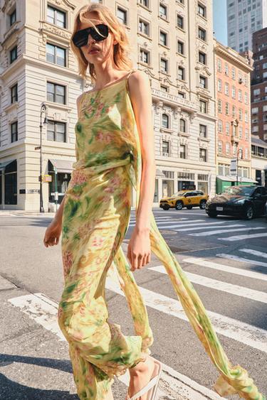 Zara ZW COLLECTION PRINTED BOW DRESS - Multicolored - Image 0
