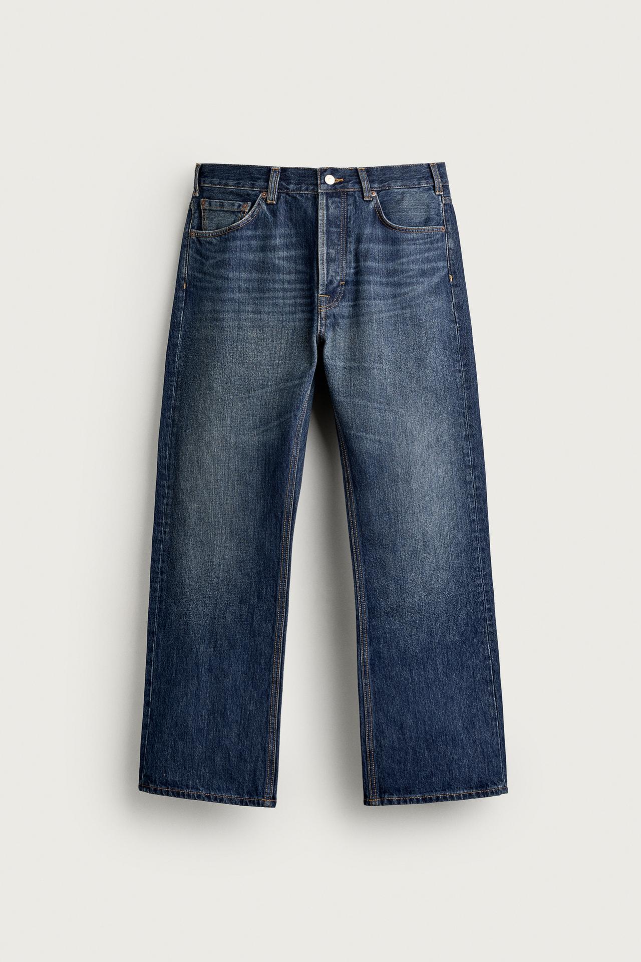 STRAIGHT FIT BOOTCUT JEANS — Mid-blue