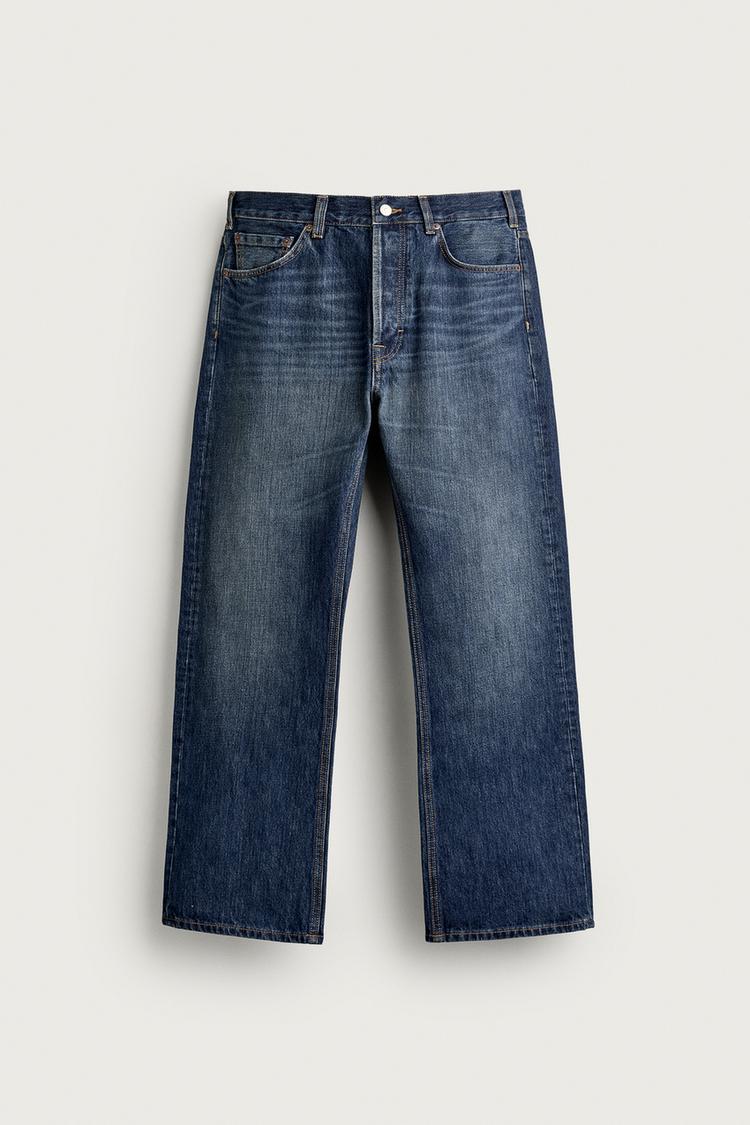 STRAIGHT FIT BOOTCUT JEANS — Mid-blue