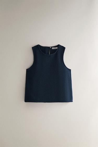 STRAND-TOP AUS BAUMWOLLFROTTEE - Marineblau von Zara