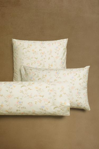 FLORAL PRINT PILLOWCASE - Sea green by Zara - Image 5