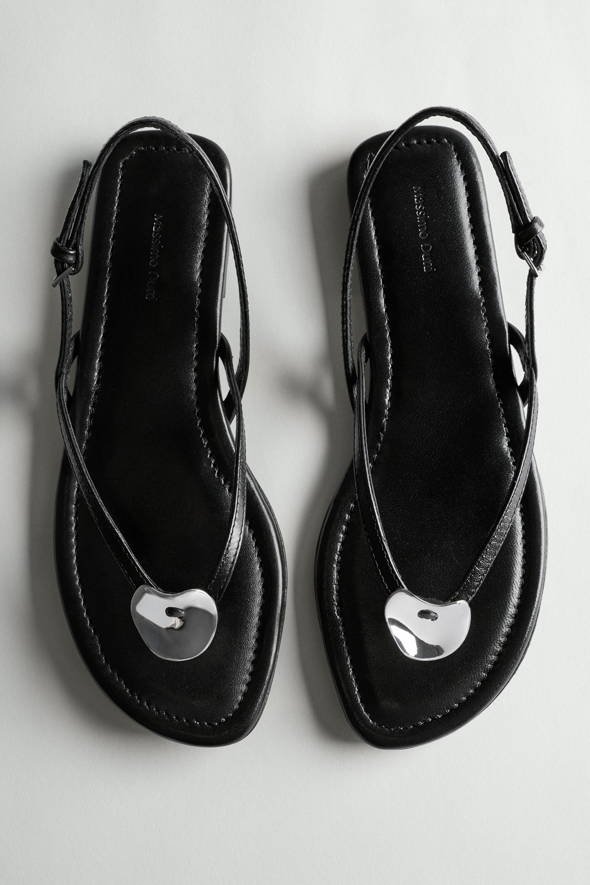 Flat slider sandals with gem detail