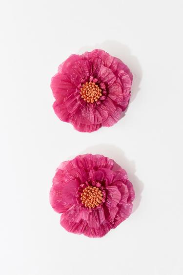 PENDIENTES FLOR RAFIA - Rosa de Zara