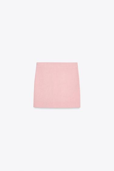 MINI-JUPE EN MAILLE LISSE - Rose clair de Zara - Image 5