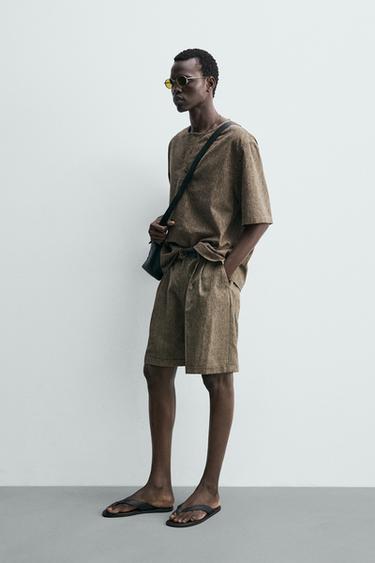 RELAXED FIT PLEATED BERMUDA SHORTS - Khaki by Zara - Image 3