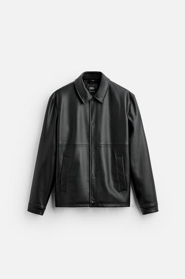 LEATHER EFFECT JACKET - Black by Zara