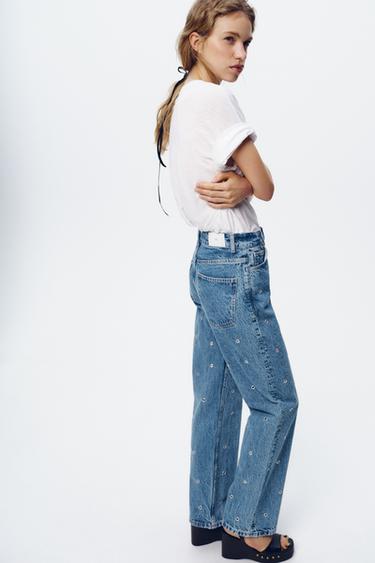 JEAN Z1975 DROIT TAILLE HAUTE LONGUEUR AVEC BOUTONNIÈRES - Bleu moyen de Zara - Image 3