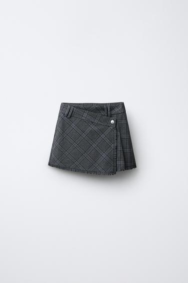 CHECK PAREO BERMUDA SKORT - Blue by Zara