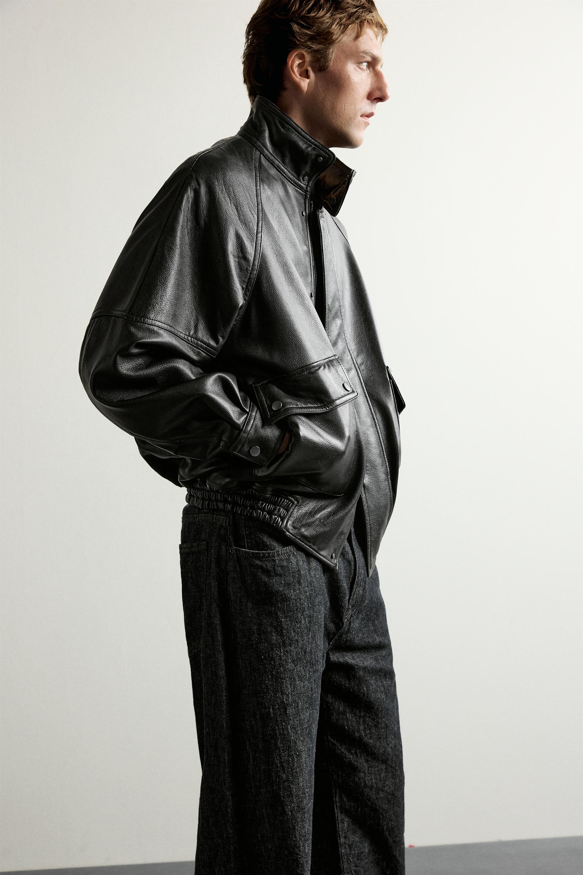 RELAXED FIT LEATHER JACKET