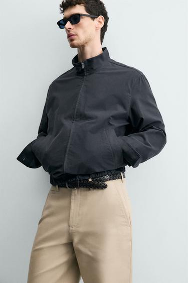 REGULAR FIT CHECK BOMBER JACKET - Blue by Zara - Image 4