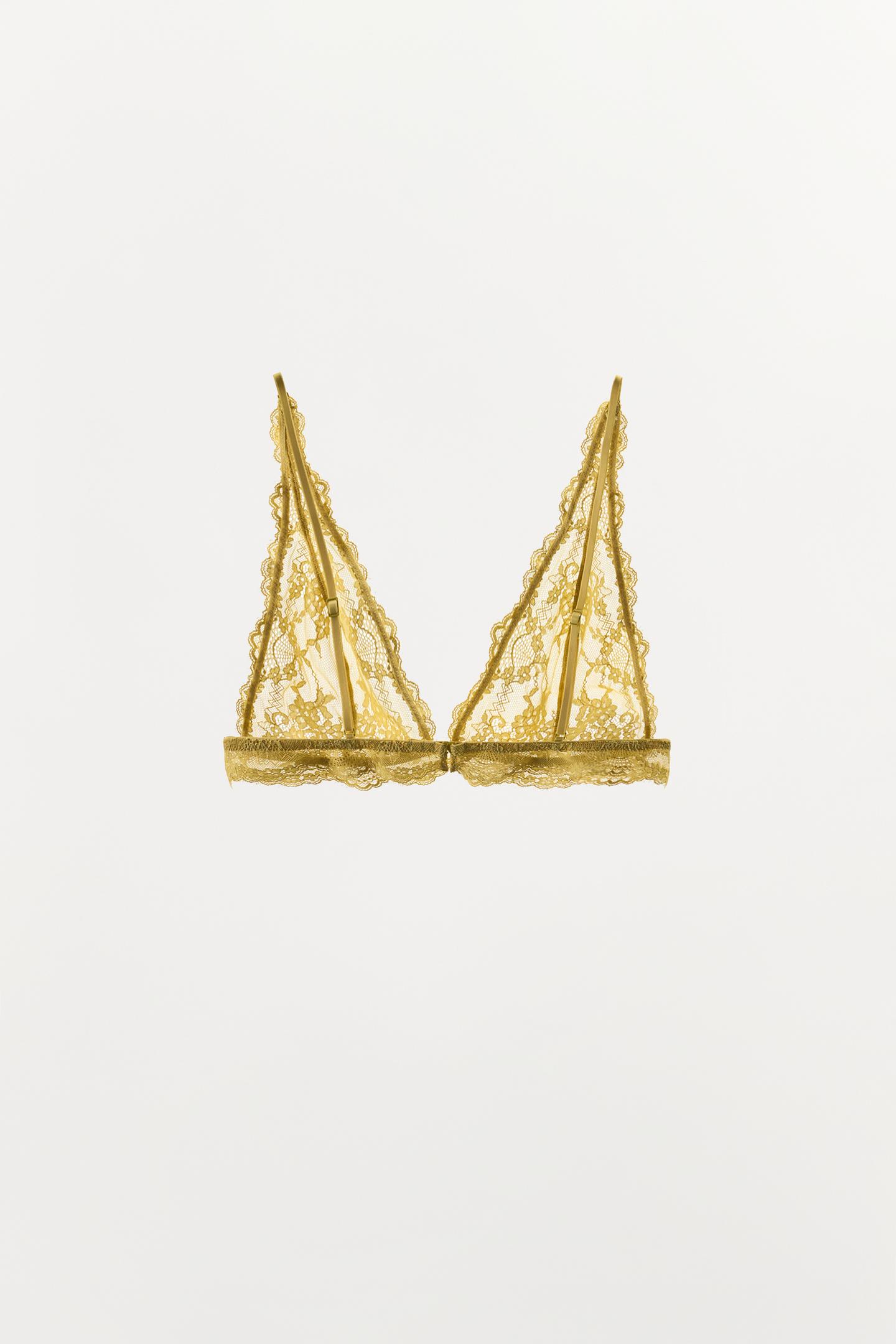 Бра, треугольные чашки, кружево — Zara, цвет: Жёлтый — фото 5