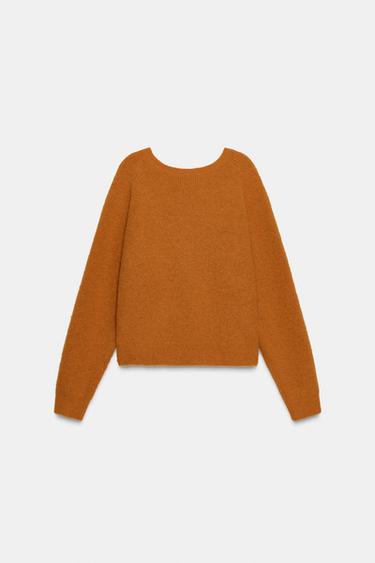 Zara KNIT JUMPER WITH BACK KNOT - Pumpkin