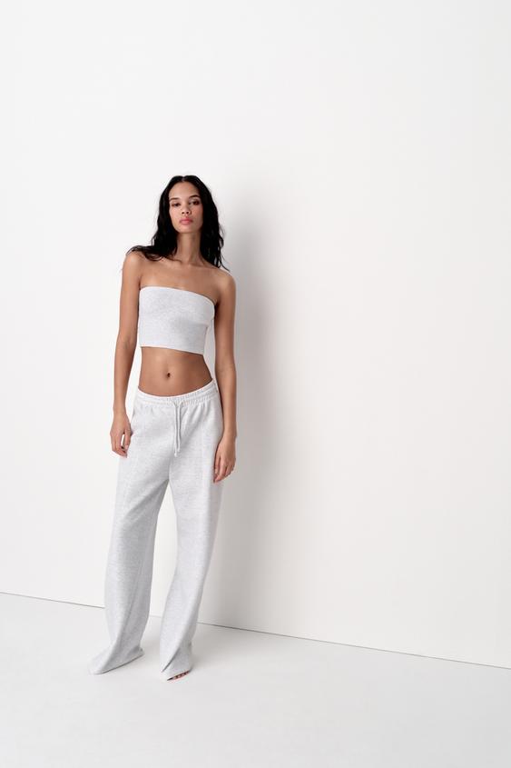 Zara sweetheart crop top in white, Women's Fashion, Tops