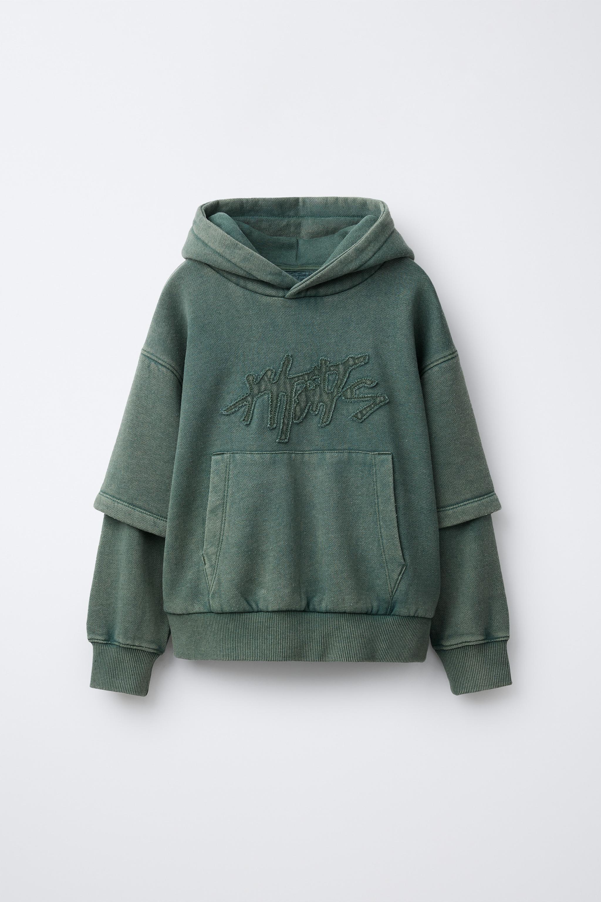 DOUBLE SLEEVE WASHED EFFECT SWEATSHIRT - Green | ZARA United States