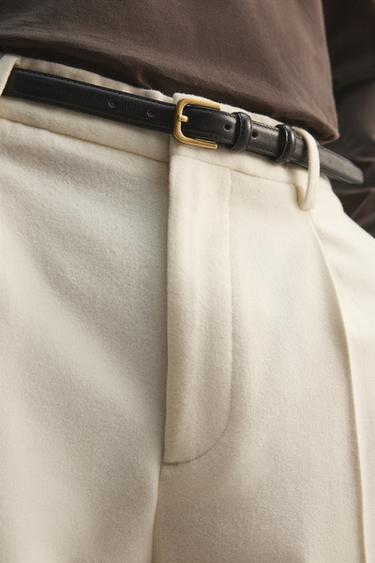 LIMITED EDITION FLANNEL PLEATED TROUSERS - White by Zara - Image 4