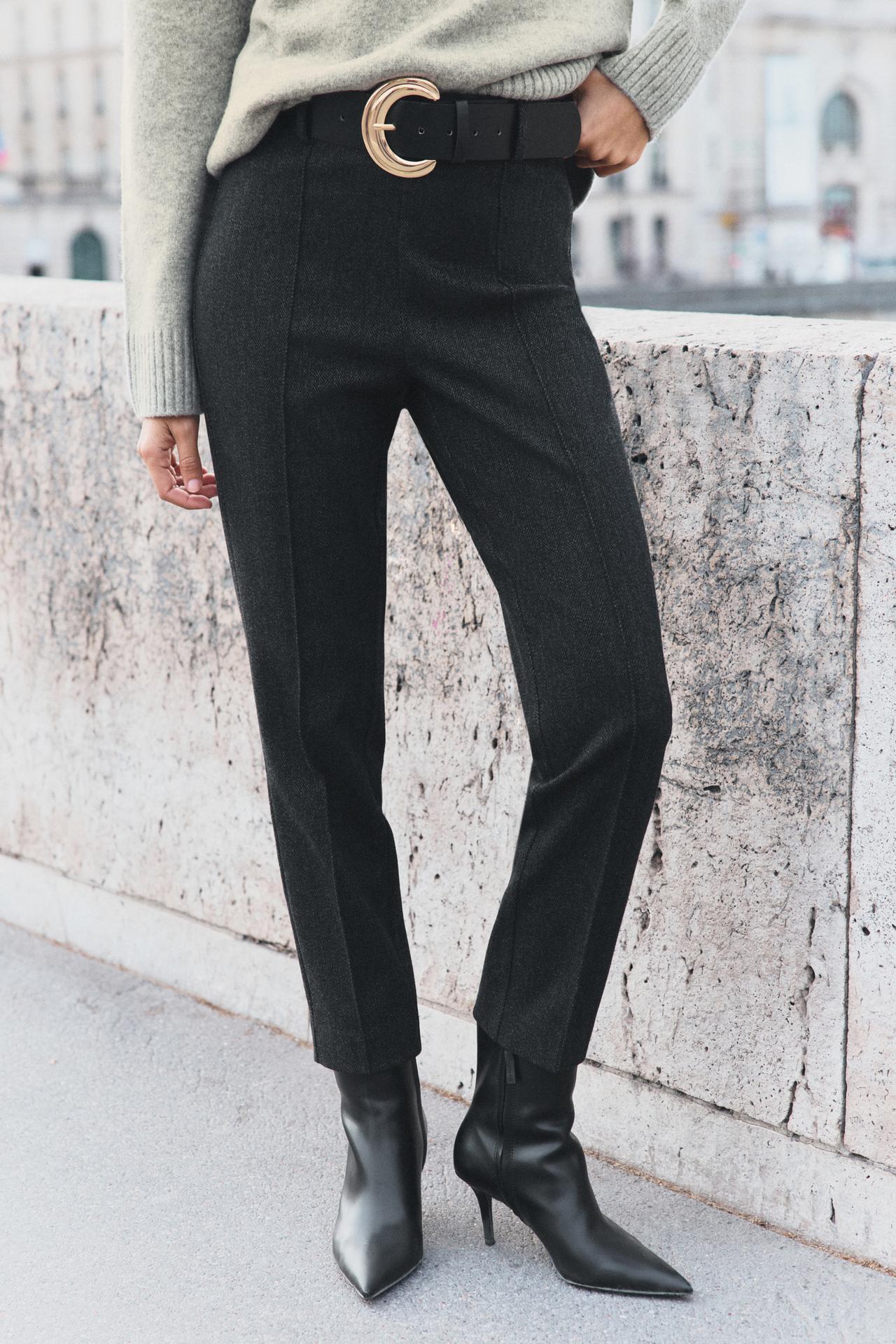 BELTED SEAM LEGGINGS — Dark gray