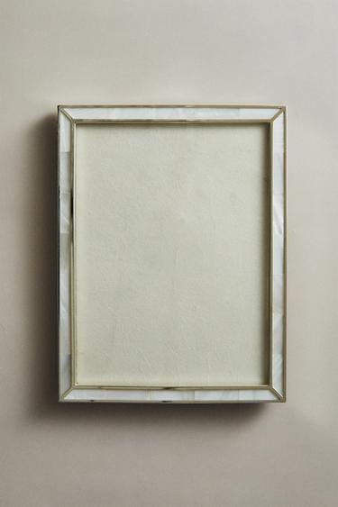 Zara MOTHER-OF-PEARL FINE BORDER PICTURE FRAME - White