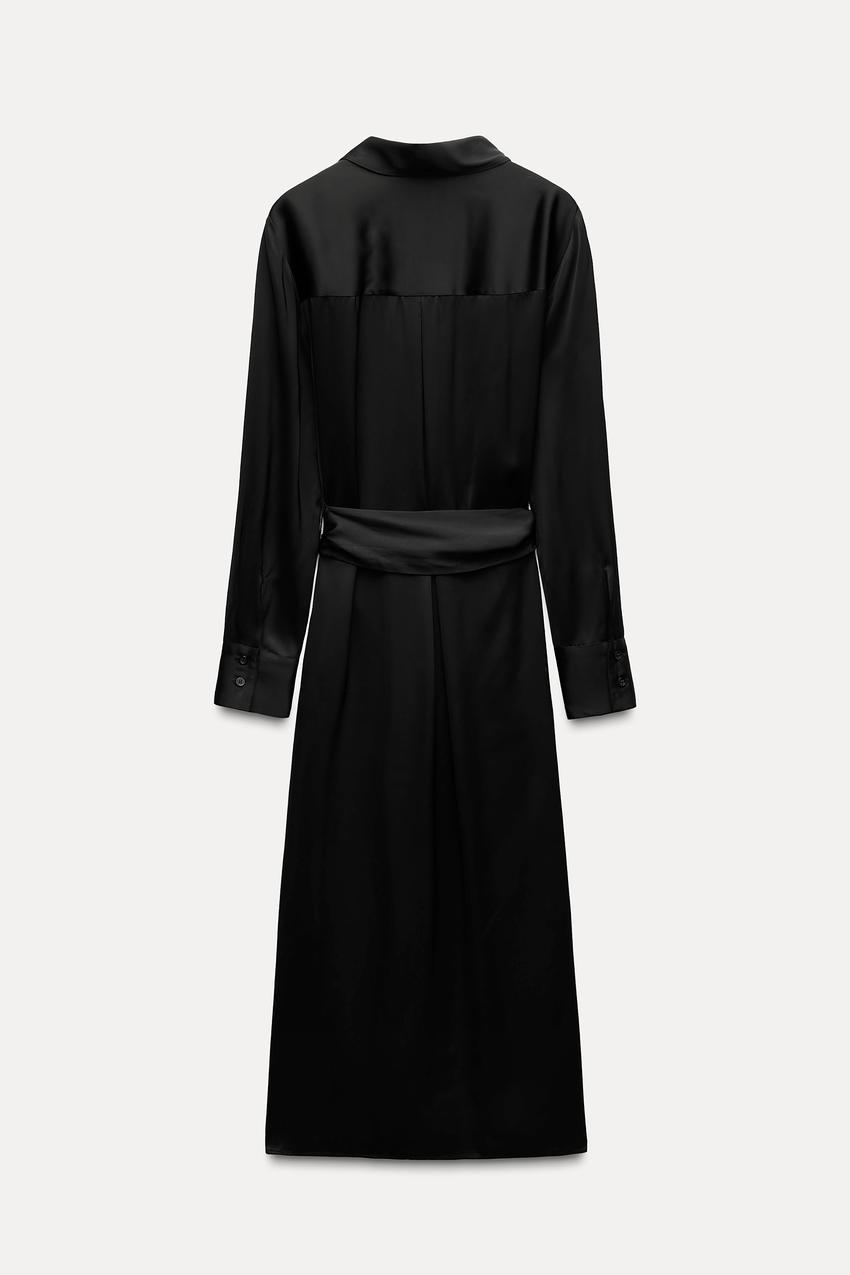 サテンシャツワンピース ZW COLLECTION - ブラック | ZARA Japan / 日本
