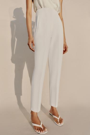 HIGH-WAIST TROUSERS - White by Zara