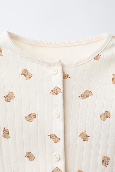 ENSEMBLE VESTE, BODY ET LEGGING IMPRIMÉ CHIOTS - Écru de Zara - Image 7