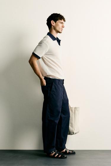 POLO REGULAR FIT À STRUCTURE AJOURÉE - Blanc cassé de Zara - Image 3
