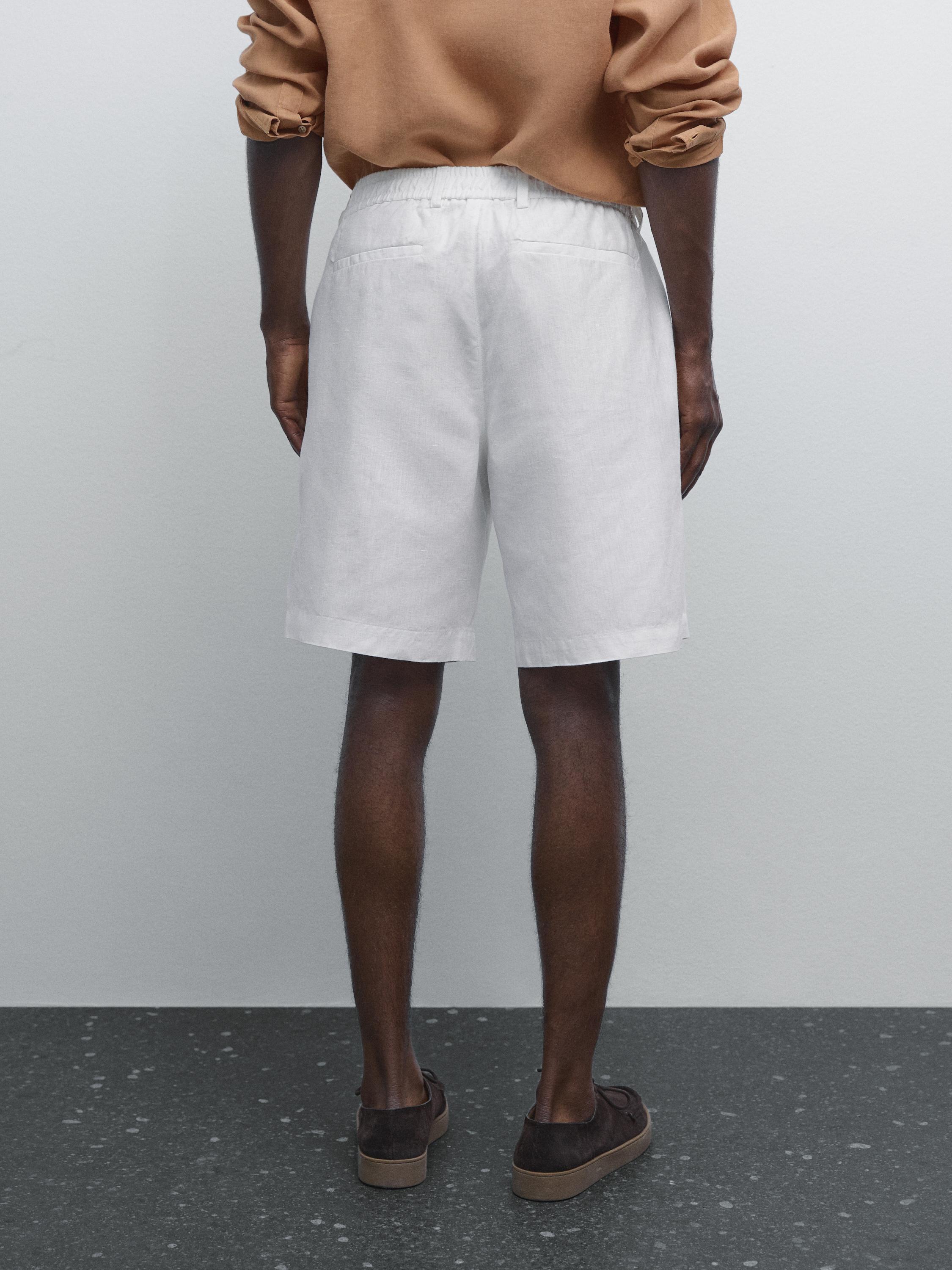 Bermuda semi-jogger 100 % lin