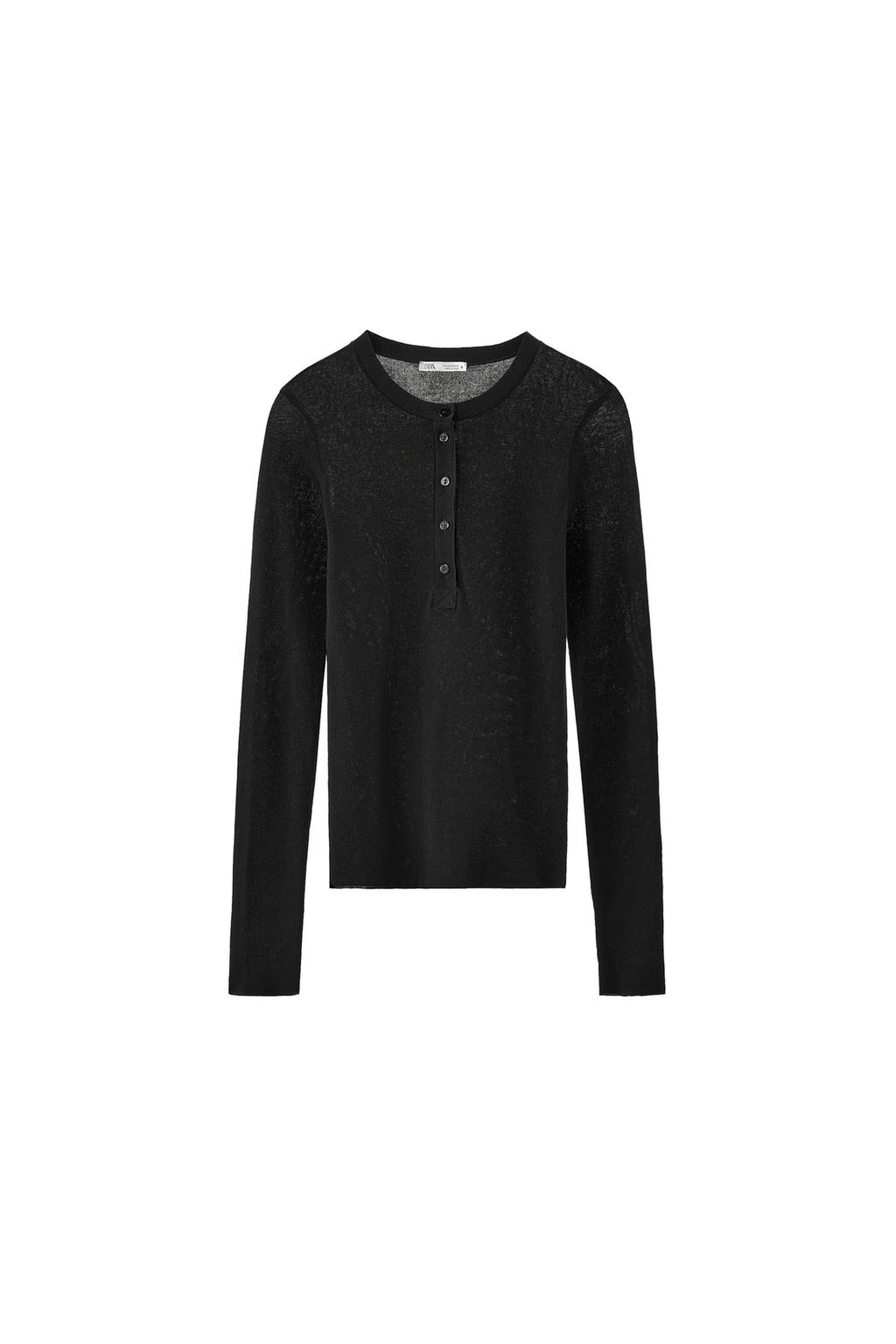 BUTTONED COTTON BLEND KNIT T-SHIRT - image 3