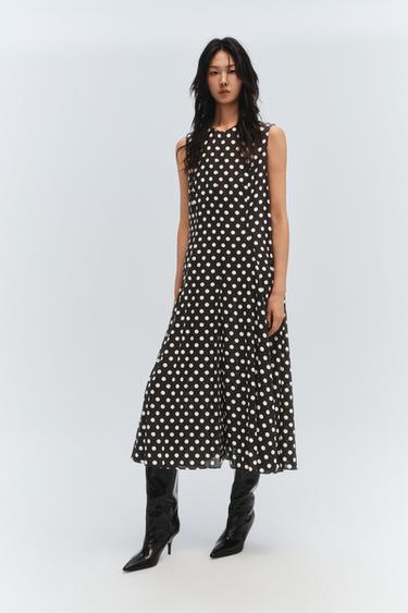 Zara ZW COLLECTION 無袖中長版洋裝 - 黑色 / 白色